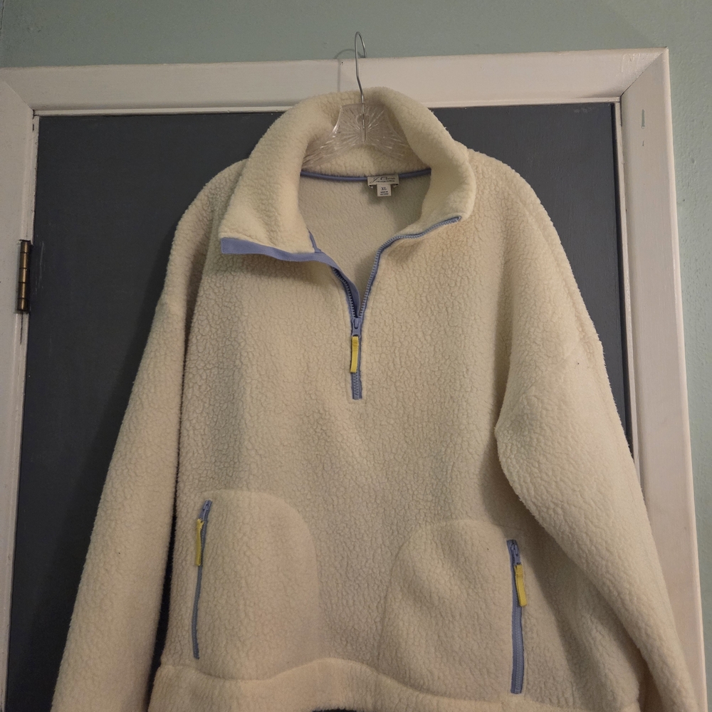 J. Crew Cream Zip-Up Fleece Sweater